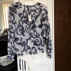 Express sheer long sleeve bodysuit nwt xs